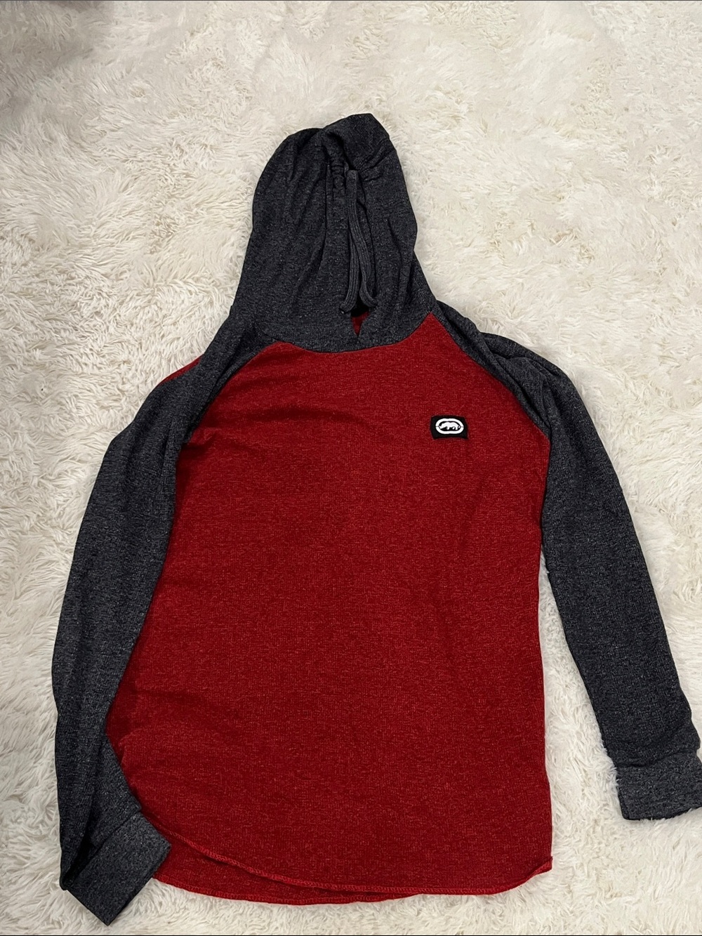 Ecko Unlimited Men's Red Body Charcoal Raglan Hoodie